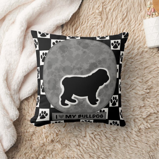 Cojín Decorativo Amo a mi Bulldog (Manta)