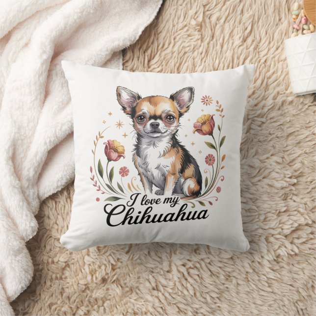 Cojín Decorativo Amo a mi chihuahua  (Manta)