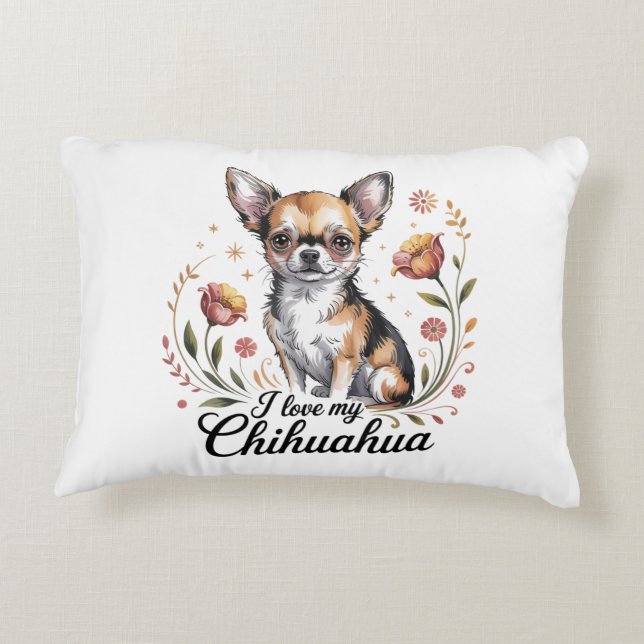 Cojín Decorativo Amo a mi chihuahua  (Reverso)