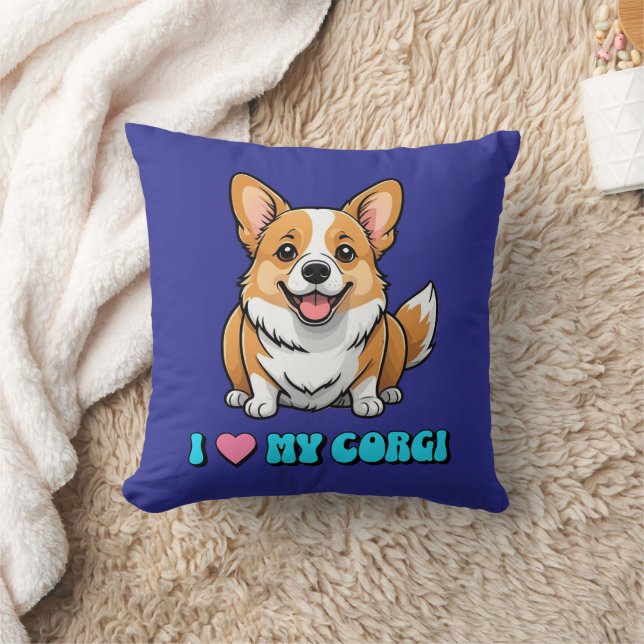 Cojín Decorativo Amo a mi Corgi (Manta)