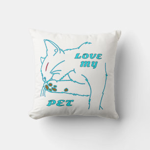 COJÍN DECORATIVO AMO A MI CUTE AQUA MASCOTA CAT