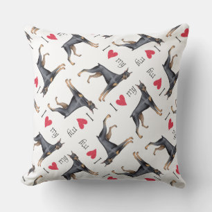 Cojín Decorativo Amo a mi Doberman Pinscher
