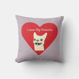 Cojín Decorativo Amo a mi Frenchie, Lavender
