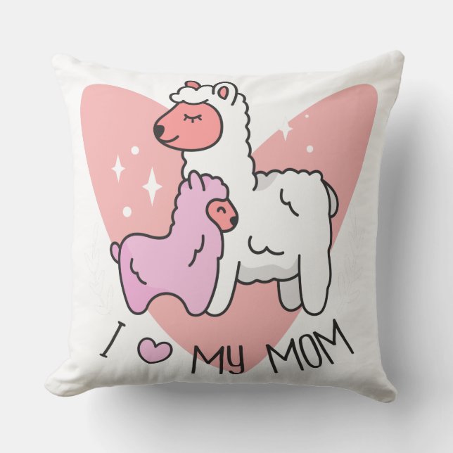Cojín Decorativo Amo A Mi Mamá Alpacas (Anverso)