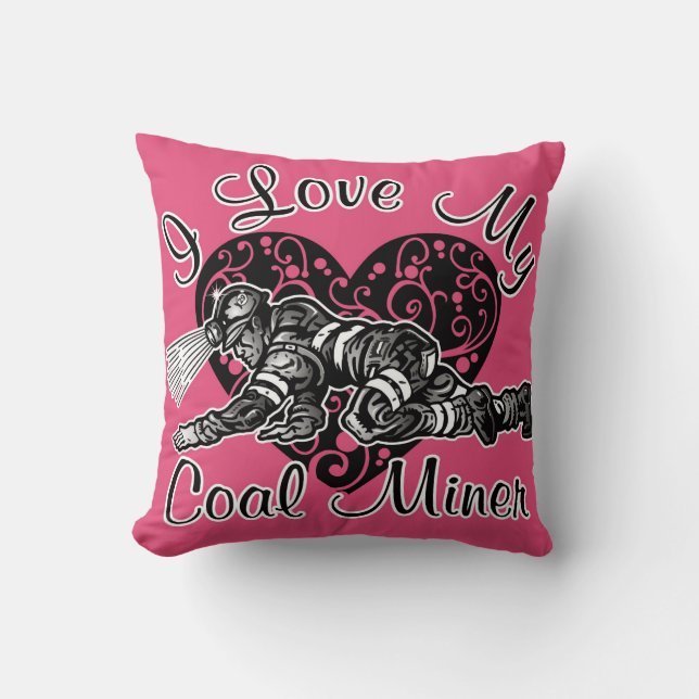 Cojín Decorativo amo a mi minero de carbón (Anverso)