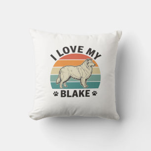 Cojín Decorativo Amo a mi perro Blake Diseño de grabado retro_1