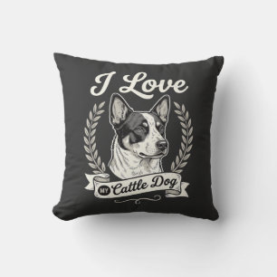 Cojín Decorativo Amo a mi perro de ganado Perro vintage amante de l