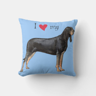 Cojín Decorativo Amo a mi perro negro y moreno