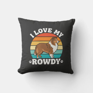 Cojín Decorativo Amo a mi travieso Sheltie Retro Perro
