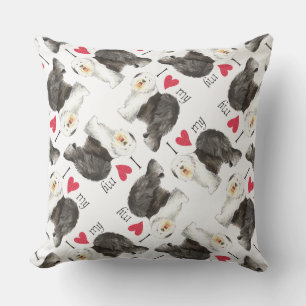 Cojín Decorativo Amo a mi viejo pastor inglés