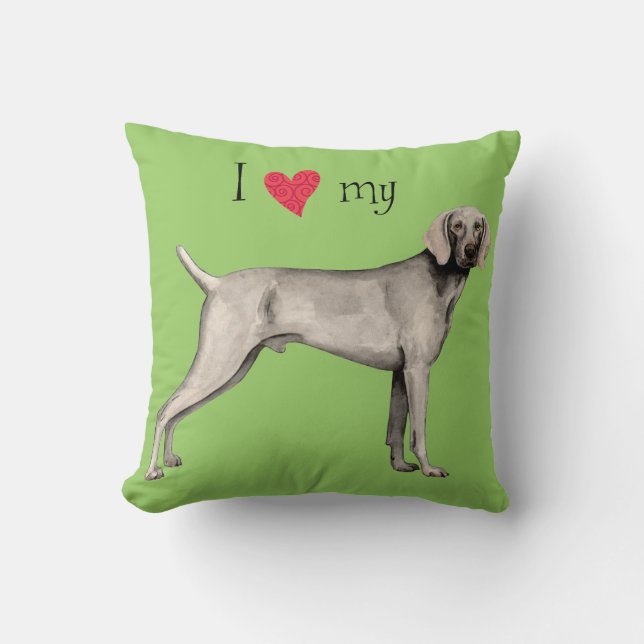 Cojín Decorativo Amo a mi Weimaraner (Anverso)