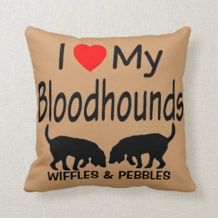 Cojín Decorativo Amo A Mis Dos Perros Bloodhound