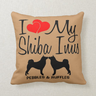 Cojín Decorativo Amo A Mis Dos Perros Shiba Inu
