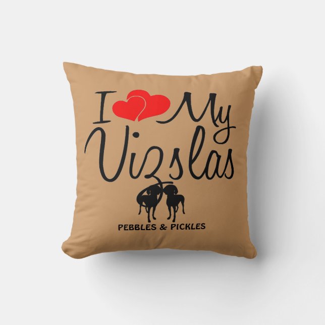 Cojín Decorativo Amo A Mis Dos Perros Vizsla (Anverso)