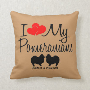 Cojín Decorativo Amo A Mis Dos Pomeranianos