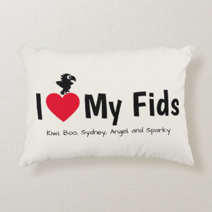 Cojín Decorativo Amo a mis Fids Loro Niños Emplumados
