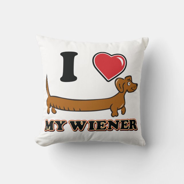 Cojín Decorativo Amo a My Weiner - Doxie (Anverso)