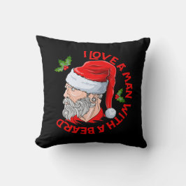 Cojín Decorativo Amo A Un Hombre Con Una Barba Hipster Santa Claus