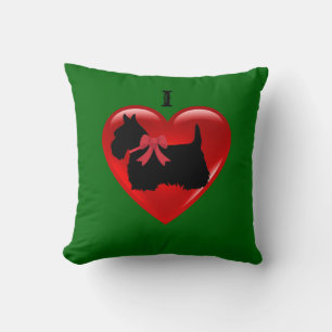 Cojín Decorativo Amo al Scottish Terrier, corazón rojo Isla verde