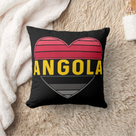 Cojín Decorativo Amo Angola, Corazón Angoleño Con Colores De Bander