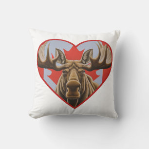 Cojín Decorativo Amo Canadá - Orgulloso alce canadiense y hoja de a