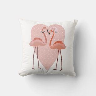 Cojín Decorativo Amo del corazón elegante del Flamingo rosa
