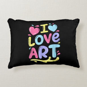 Cojín Decorativo Amo el Arte, Regalo de Pintura Colorida para Artis