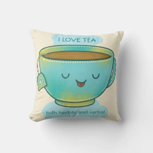 Cojín Decorativo Amo el té tanto herbal como verbal Amante del té d