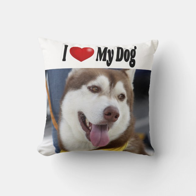 Cojín Decorativo Amo la foto de mi perro (Anverso)
