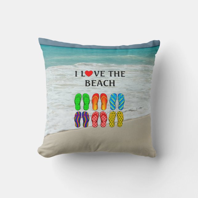 Cojín Decorativo Amo la Playa,  (Anverso)