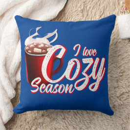 Cojín Decorativo Amo la temporada acogedora azul
