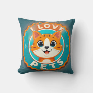 Cojín Decorativo Amo las mascotas gato lindo