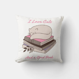 Cojín Decorativo Amo los gatos y un buen libro