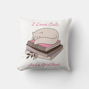 Cojín Decorativo Amo los gatos y un buen libro