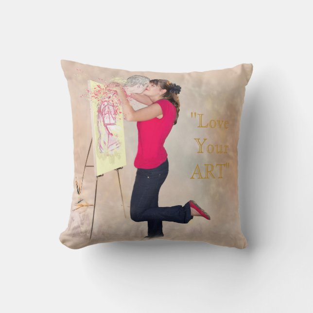 COJÍN DECORATIVO AMO MI ARTE AMA TU ARTE (Anverso)