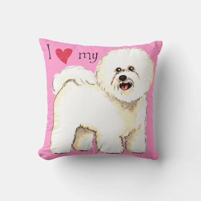 Cojín Decorativo Amo mi Bichon Frise (Anverso)