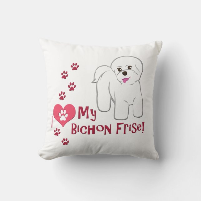 Cojín Decorativo ¡Amo mi Bichon Frise! (Anverso)