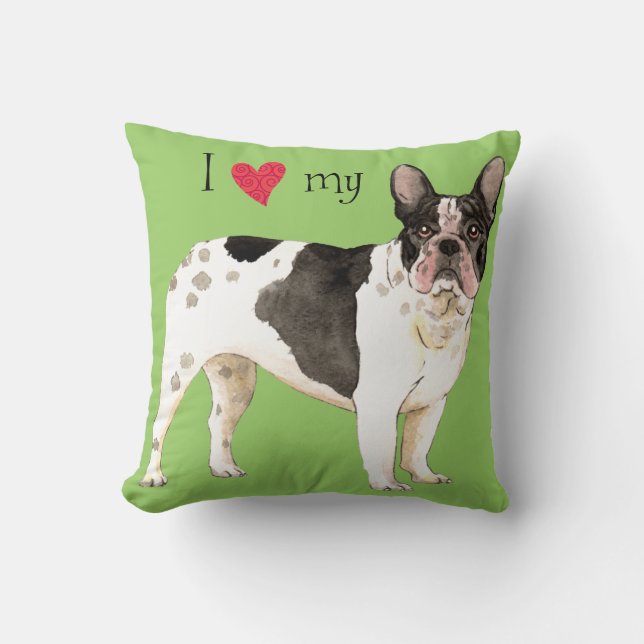 Cojín Decorativo Amo mi Bulldog francés (Anverso)