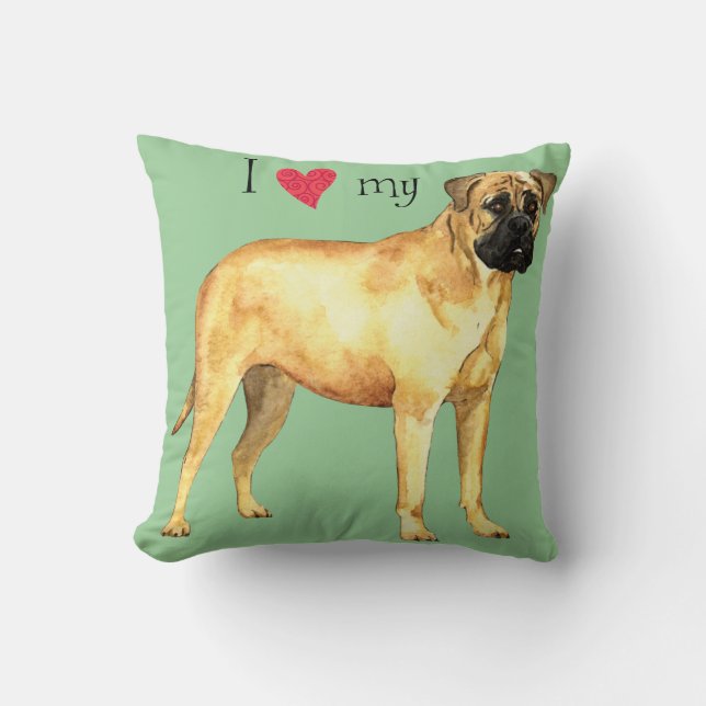 Cojín Decorativo Amo mi Bullmastiff (Anverso)