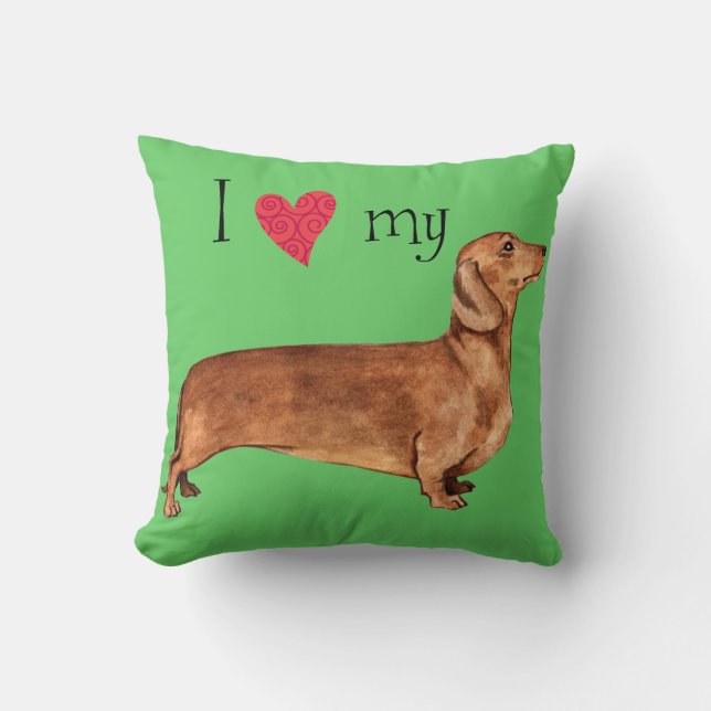 Cojín Decorativo Amo mi Dachshund (Anverso)