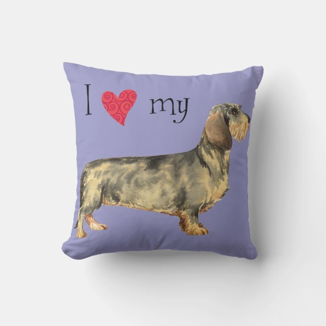 Cojín Decorativo Amo mi Dachshund Wirehaired (Anverso)
