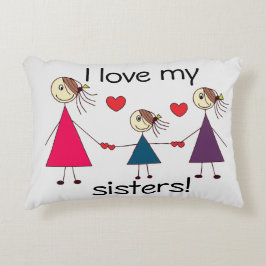 Cojín Decorativo Amo mi dibujo lindo de las hermanas de las