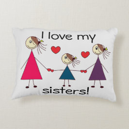 Cojín Decorativo Amo mi dibujo lindo de las hermanas de las