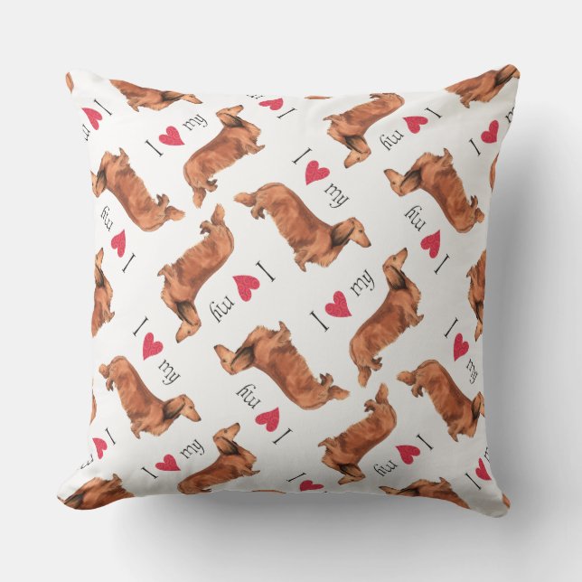 Cojín Decorativo Amo mi duradero Dachshund (Anverso)