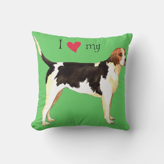 Cojín Decorativo Amo mi Foxhound inglés (Anverso)