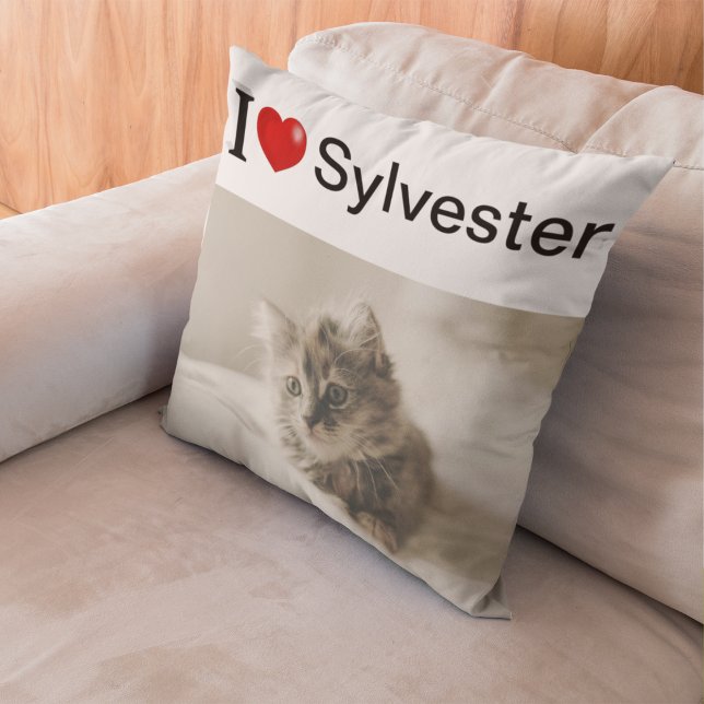 Cojín Decorativo Amo mi gato foto personalizada (Subido por el creador)