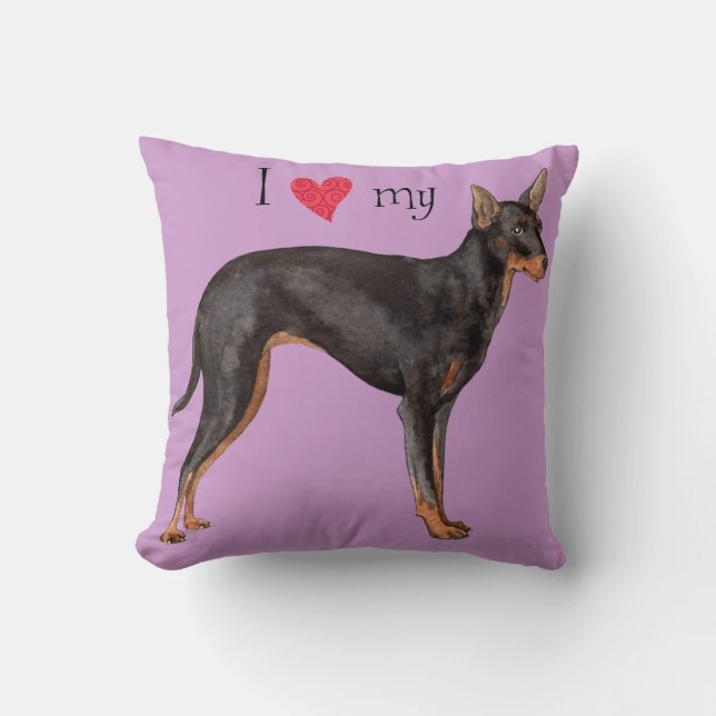 Cojín Decorativo Amo mi juguete Manchester Terrier (Anverso)