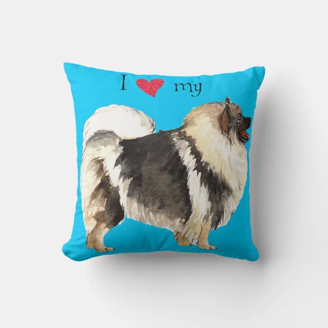 Cojín Decorativo Amo mi Keeshond (Anverso)