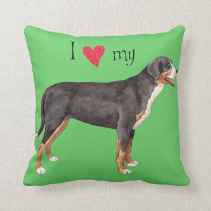 Cojín Decorativo Amo mi mayor perro suizo de la montaña