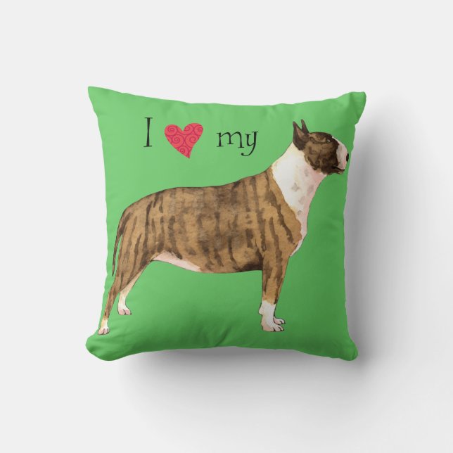 Cojín Decorativo Amo mi mini bull terrier (Anverso)